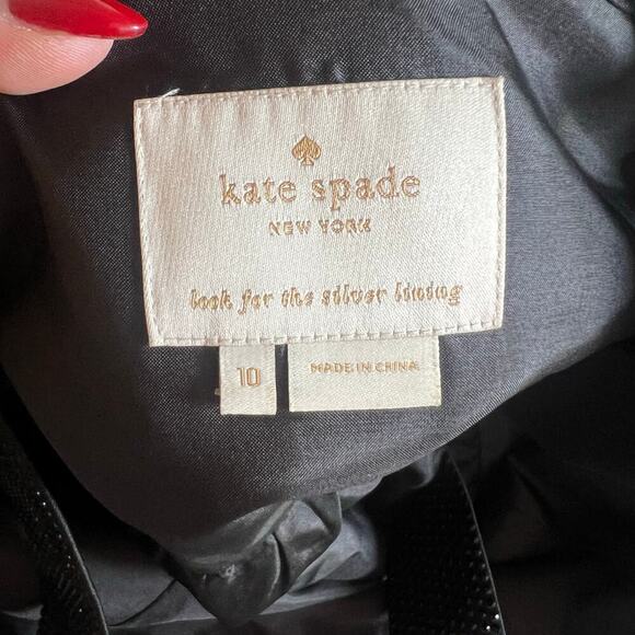 Kate Spade Women’s Pavé Trim Fit & Flare Cocktail Dress Black Size 10 - Picture 6 of 11